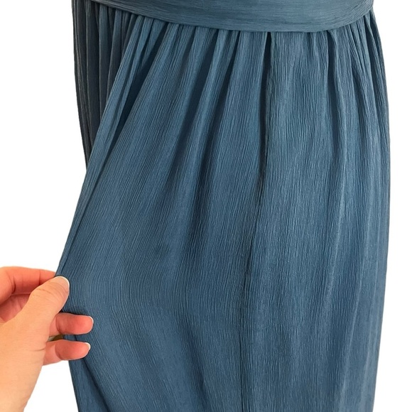 J Crew Strapless Deep Turquoise Silk Crepe Dress Sz 6 - Picture 8 of 14